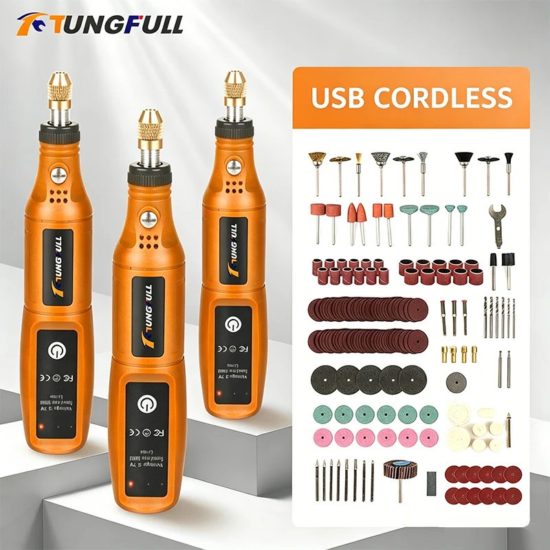 Power Tools Kits - TUNGFULL Mini Electric Grinder Wireless Rechargeable